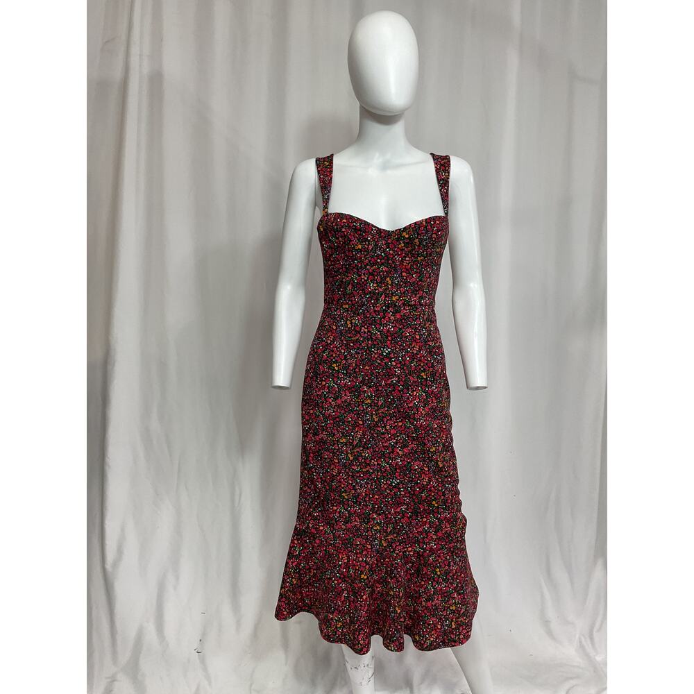 Anthropologie 'Sweetheart' Red Sweetheart Neck Midi Dress Size XS - Picture 2 of 5